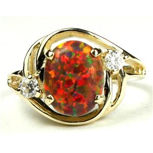 10K, 14K or 18K Gold Ladies Ring, Created Red/Brown, R021