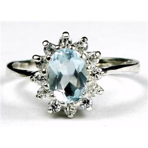 SR235, Aquamarine, 925 Sterling Silver Ring