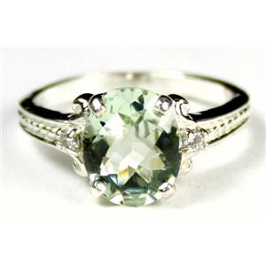 925 Sterling Silver Ladies Ring, Green Amethyst, SR136