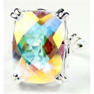 Sterling Silver Ladies Ring, 18x13mm Mercury Mist Topaz, SR039