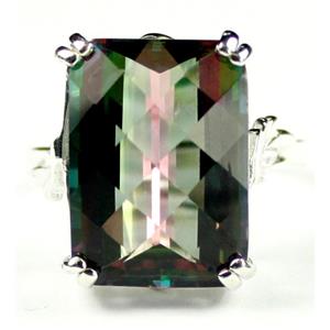 Sterling Silver Ladies Ring, 18x13mm Mystic Fire Topaz, SR039