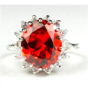 SR283, Created Padparadsha Sapphire, 925S Sterling Silver Ring