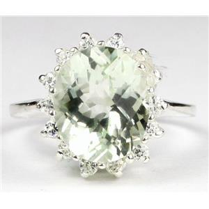 SR283, Green Amethyst (Prasiolite), 925 Sterling Silver Ring