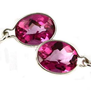 925 Sterling Silver Threader Earrings, Pure Pink Topaz, SE005