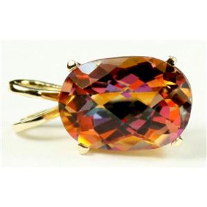 P006, Twilight Fire Topaz 14K Gold Pendant