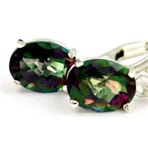 925 Sterling Silver Leverback Earrings, Mystic Fire Topaz, SE007