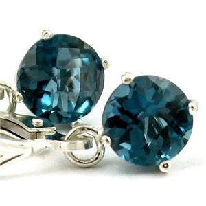 925 Sterling Silver Leverback Earrings, London Blue Topaz, SE017