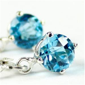 925 Sterling Silver Leverback Earrings, Swiss Blue Topaz, SE017