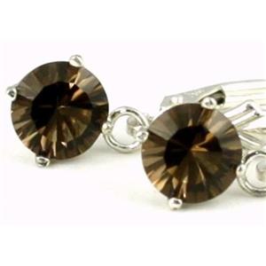 925 Sterling Silver Leverback Earrings, Smoky Quartz, SE017