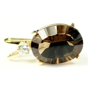 P019, Smoky Quartz 14K Gold Pendant