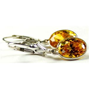 925 Sterling Silver Leverback Earrings, Golden Yellow CZ, SE101