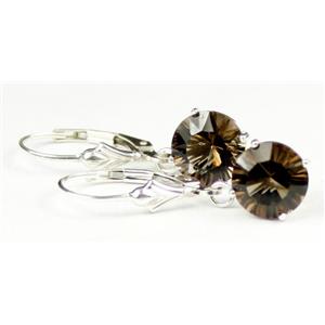 925 Sterling Silver Leverback Earrings, Smoky Quartz, SE117