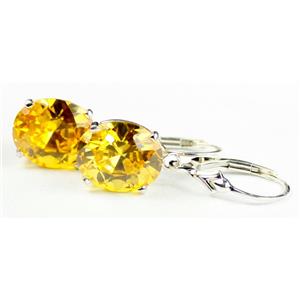 925 Sterling Silver Earrings, Golden Yellow CZ, SE207