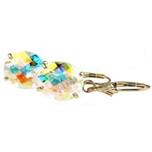 14k Gold Leverback Earrings, Mercury Mist Topaz, E107