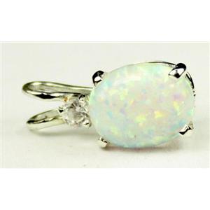 925 Sterling Silver Pendant, Created White Opal, SP020