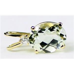 P022, Green Amethyst 14k Gold Pendant