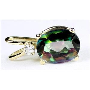 P020, Mystic Fire Topaz, 14k Gold Pendant