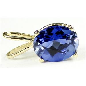 P002, Created Blue Sapphire 14k Gold Pendant