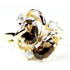 10K, 14K or 18K Gold Ladies Ring, Smoky Quartz, R016