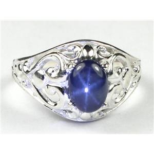 925 Sterling Silver Ladies Ring, Natural Blue Star Sapphire, SR111