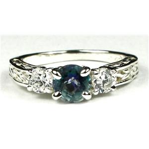 925 Sterling Silver Engagement Ring, Neptune Garden Topaz w/ Accents, SR254
