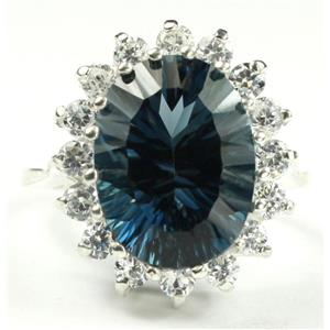 SR310, Quantum Cut London Blue Topaz Sterling Silver Ring