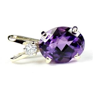 P021, Amethyst 14K Gold Pendant w/accent