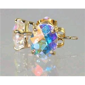 14k Gold Post Earrings, Mercury Mist Topaz, E002