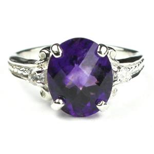 925 Sterling Silver Ladies Ring, Amethyst, SR136