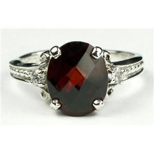 925 Sterling Silver Ladies Ring, Mozambique Garnet, SR136