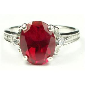 925 Sterling Silver Ladies Ring, Created Ruby, SR136