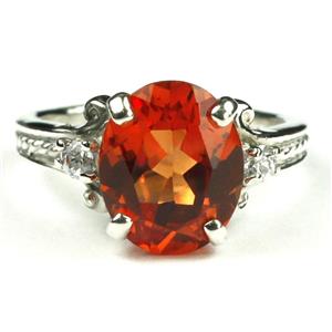 925 Sterling Silver Ladies Ring, Created Padparadscha Sapphire, SR136