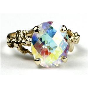 10K, 14K or 18K Gold Angel Ring, Mercury Mist Topaz, R154