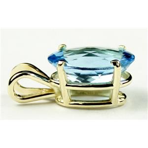 P006, Swiss Blue Topaz, 14K Gold Pendant