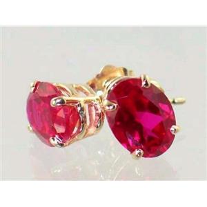 14k Gold Post Earrings, Created Ruby, E002