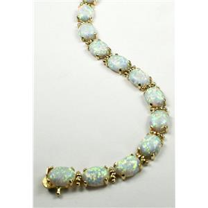 B003C, White Lab Opal Gold Bracelet