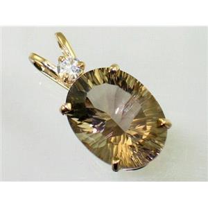 P018, Smoky Quartz 14k Gold Pendant