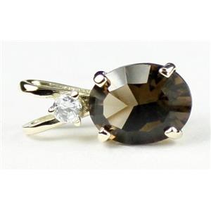 P021, Smoky Quartz, 14k Gold Pendants