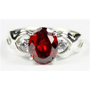 SR243, Garnet CZ, 925 Sterling Silver Ring