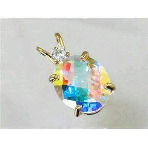 P022, Mercury Mist Topaz 14K Gold Pendant w/accent