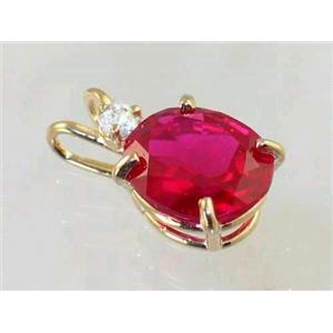 P022, Created Ruby 14K Gold Pendant w/accent