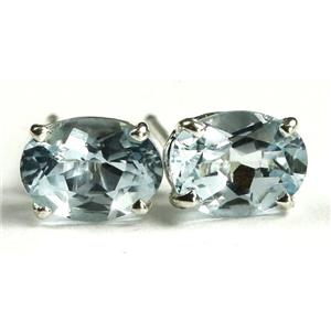 925 Sterling Silver Post Earrings, Aquamarine, SE002