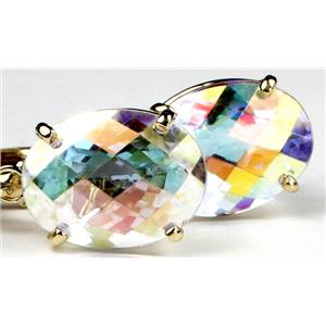14k Gold Leverback Earrings, Mercury Mist Topaz, E407