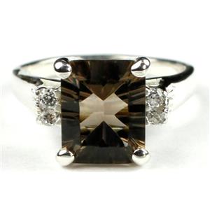SR221, Smoky Quartz, 925 Sterling Silver Ring