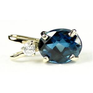 P020, London Blue Topaz, 14k Gold Pendant