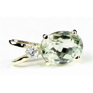 P020, Green Amethyst, 14k Gold Pendant