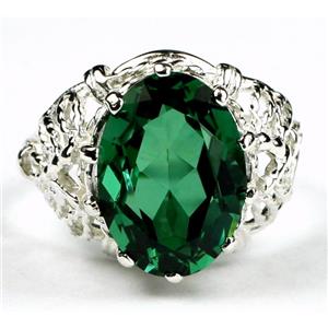 SR260, Russian Nanocrystal Emerald, 925 Sterling Silver Ring
