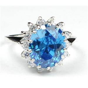 Swiss Blue CZ, 925 Sterling Silver Ring, SR283