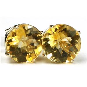 14k Gold Post Earrings, Citrine, E212