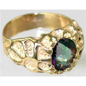 10K, 14K or 18K Men's Gold Ring, Mystic Fire Topaz, R168